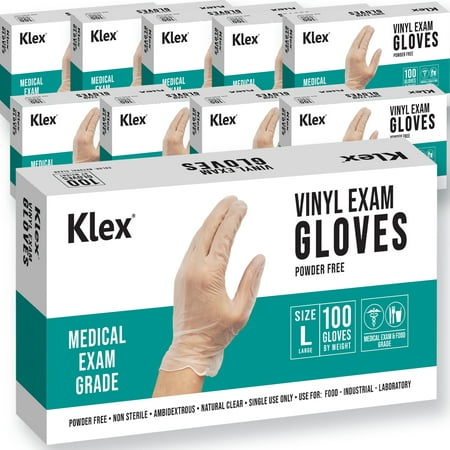 

Klex Disposable Heavy Duty Vinyl Gloves Latex Free Powder Free BPA Free Medical Grade Food Safe Disposable Glove Large L 1000 Count