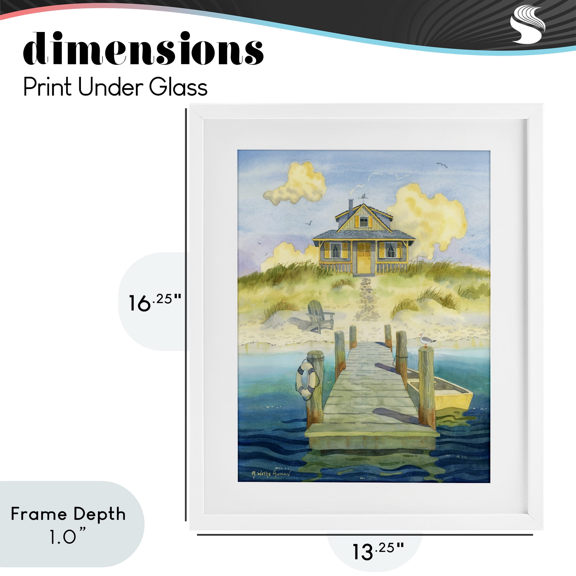 Stupell Industries Welcome Seaside Retreat Cottage White Framed Print Under Glass, design by Robin Altman