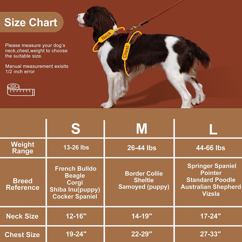 Pet Artist No Pull PU Leather Dog Harness, Adjustable Pet Vest with Handle, Quick Fit Easy Control Soft Padded Vest for Small Medium Large Dogs