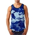 thumbnail image 2 of Wioihee Men's Tank Top Camo Muscle Workout Gym Shirts Moisture Wicking Lightweight Summer Casual Sleeveless Shirts Blue 6(M), 2 of 5