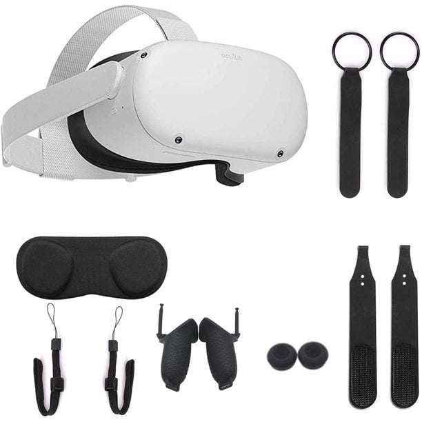 Quest 2, 256GB White, Advanced All-in-One Virtual Reality VR Headset, Touch Controllers, with 10Ft Link Cable and Knuckle Strap and Grip Cover and Hand Strap and Lens Cover Accessories -