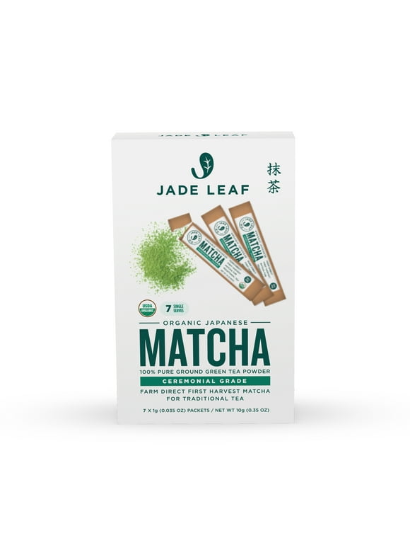Jade Leaf Matcha, Organic Japanese Ceremonial Matcha Sticks, Powdered Tea, 7 Ct