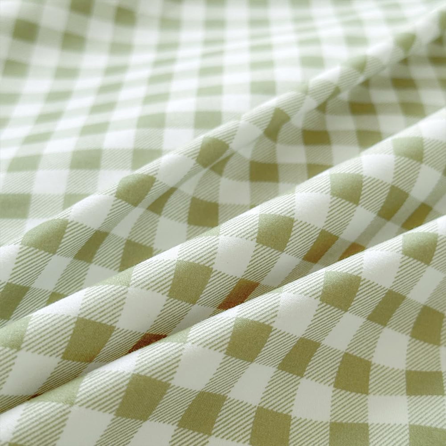 Sage Green Gingham Twin Duvet Cover Set, 2-Piece Checked Bedding Set