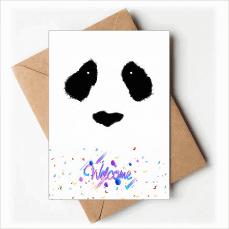 Outline Panda Face Art Deco Fashion Welcome Back Greeting Cards Envelopes Blank