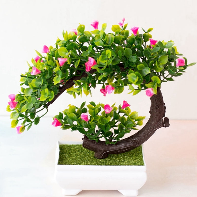 Bonsai Tree Simulation Artificial Live Plants Flowers In Pots Home Office Decor 