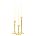 thumbnail image 2 of Koyal Wholesale Brushed Gold Taper Candle Holders, Set of 3, 2 of 5