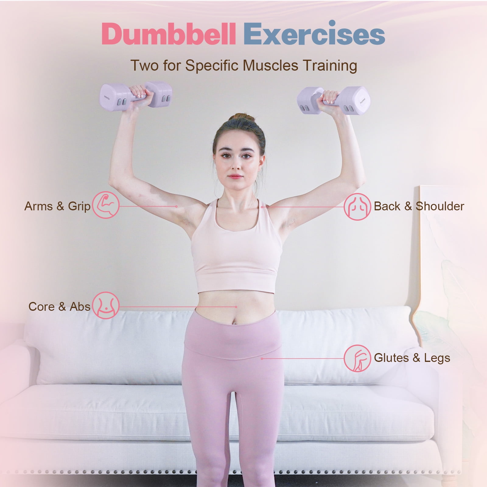 kisnbld Adjustable Kettlebell Set, 2 in 1 Free Weights Dumbbells & Kettlebell Set for Women with Fast Adjustment, Each 2lb 3lb 4lb 5lb Hand Weights Set for Home Gym & Outdoor Exercise Training