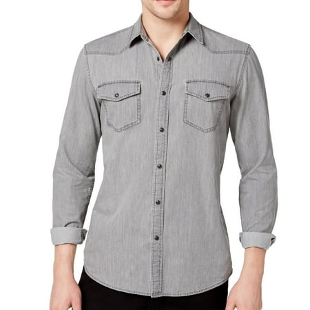 American Rag Casual Shirts - Mens Shirt Charcoal Denim Western Long ...