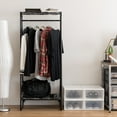 thumbnail image 3 of IRIS USA, Metal Clothing Rack with Wood Shelf, Black Marble, 3 of 8