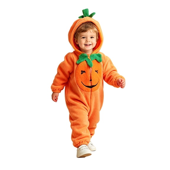 Gunia Baby Pumpkin Outfit Halloween Costume Fleece Pajamas Sleepers Halloween Costume Festive Dress Up Clothes Set,Size 0-24 Months