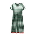 thumbnail image 3 of WILLBEST Vestidos Floreados para Mujer, Vestido de Verano Informal de Moda para Mujer, Vestido Largo de Manga Corta, Vestido Estilo Camiseta A Rayas, Vestido Largo con Bloques de Color Grande, 3 of 3