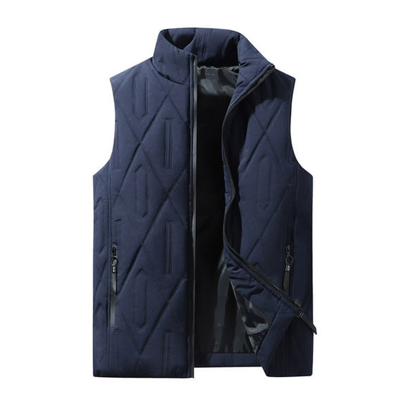 Dagegui Mens Vest Fall Winter Puffer Coats Sleeveless Stand Collar Jackets with Zipper Pockets Lightweight Everyday Vests Blue M