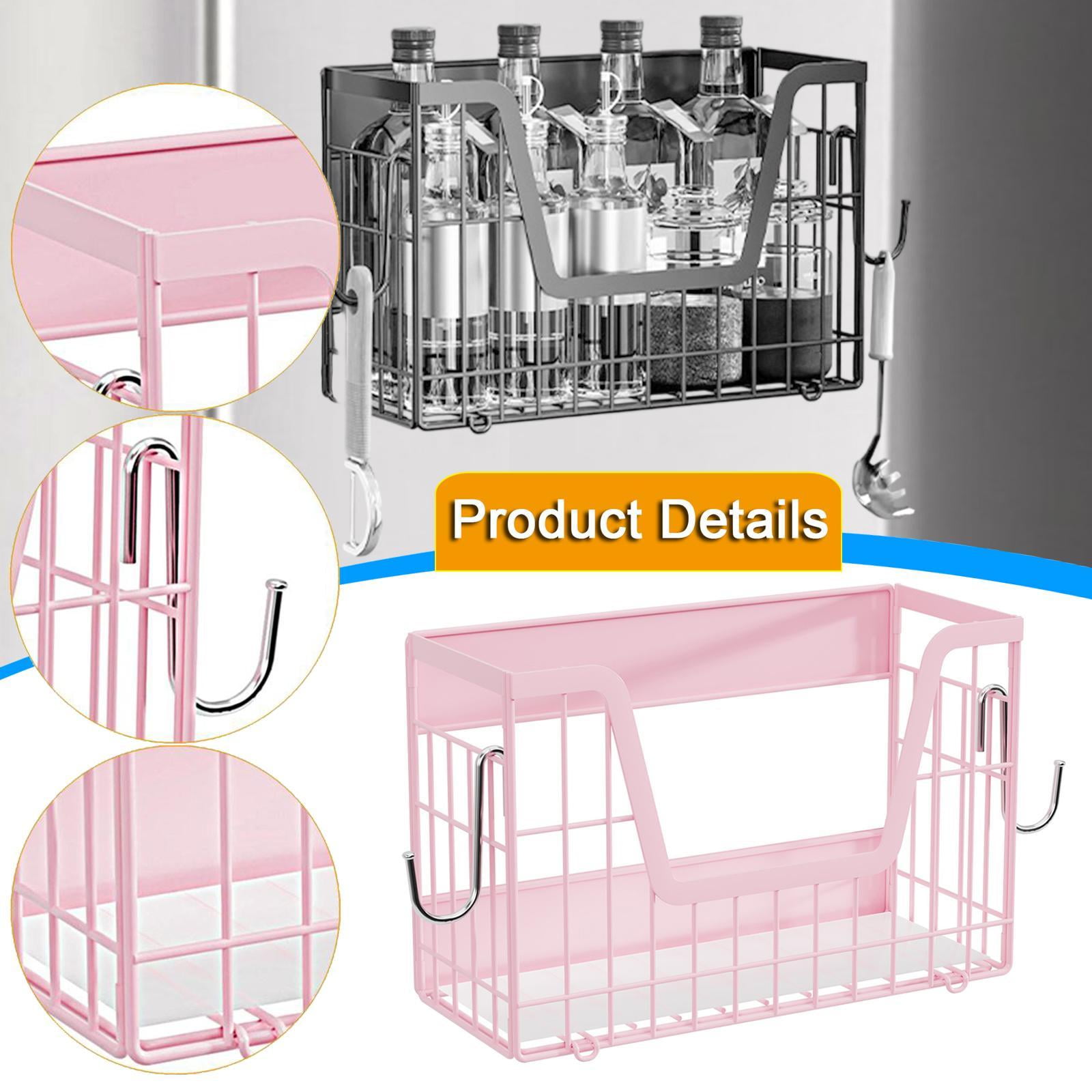 CoudarTitie Refrigerator Side Shelf Magnetic Spice Rack for Fridge for Cabinet Household Pink