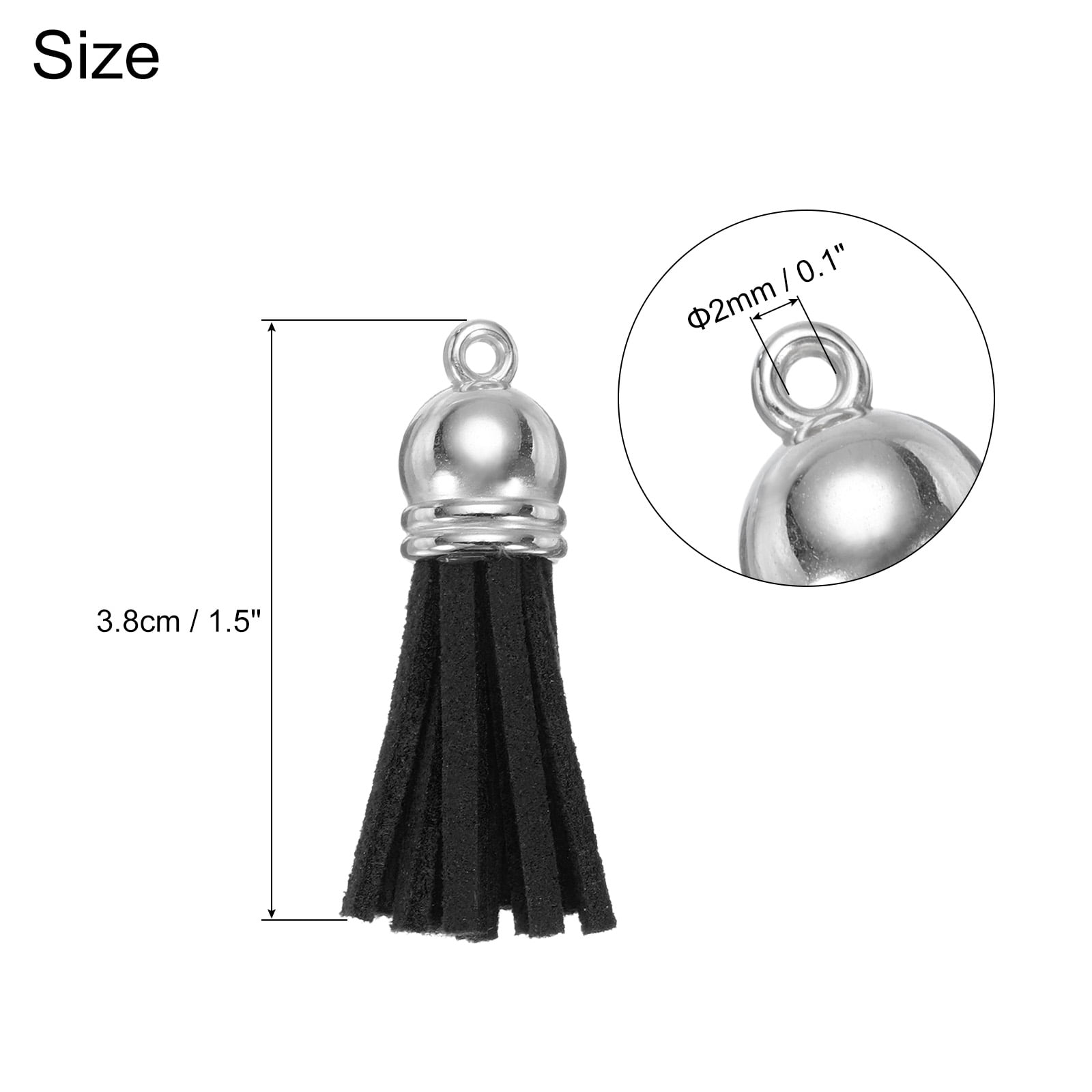 Unique Bargains Keychain Tassels Bulk Leather Tassels Black