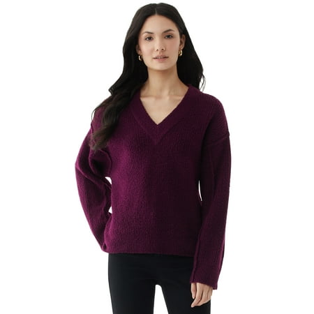 Scoop Women’s V-Neck Bouclé Sweater