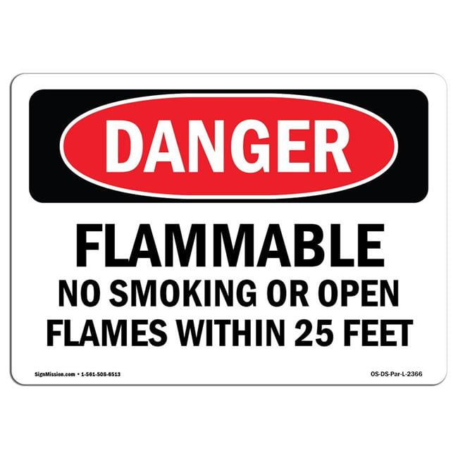 Danger Sign 10x14 OSHA Safety Sign Flammable Material No Smoking Or Flames 