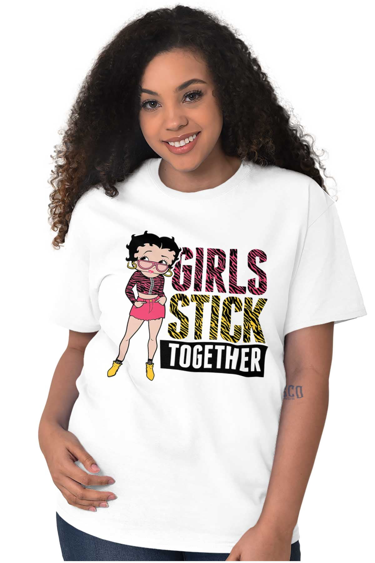 Betty Boop Girl Power Stick Together Women's Graphic T Shirt Tees