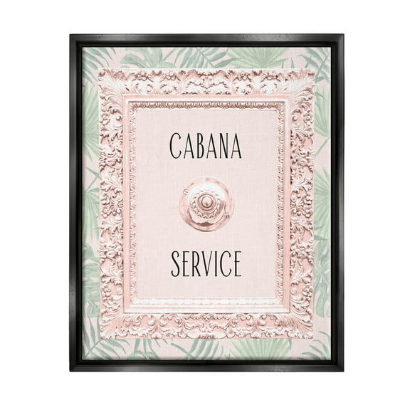 Stupell Industries Cabana Service Tropical Leaves Graphic Art Jet Black Floating Framed Canvas Print Wall Art, Design by Lil' Rue
