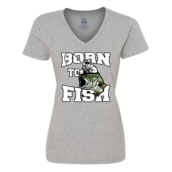 Inktastic Born to Fish Women's V-Neck T-Shirt