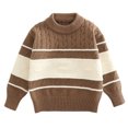 thumbnail image 2 of Chunky Knitted Sweaters for Girls Boys Long Sleeve Crewneck Sweatshirts Size 3-12 Tweens Casual Color Block Stretchy Pullover Thermal Warm Tops, 2 of 3