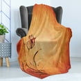 thumbnail image 4 of Antique Soft Flannel Fleece Throw Blanket, Vintage Aged Background the Silhouette of Rose Bloom Digital Image, Cozy Plush for Indoor and Outdoor Use, 50" x 70", Orange Mustard Maroon, by Ambesonne, 4 of 5