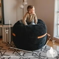 thumbnail image 3 of Big Joe Fuf 4Ft Foam Bean Bag Chair with Removable Cover for Kids, Teens, Black Licorice, Corded Plush, 4 foot Large Reading and Gaming Seat, 3 of 6