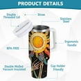 thumbnail image 2 of Yayeee 30oz Double-Wall Insulated Stainless Steel Tumbler with Handle Bottle, Skeleton with Sun, 2 of 8