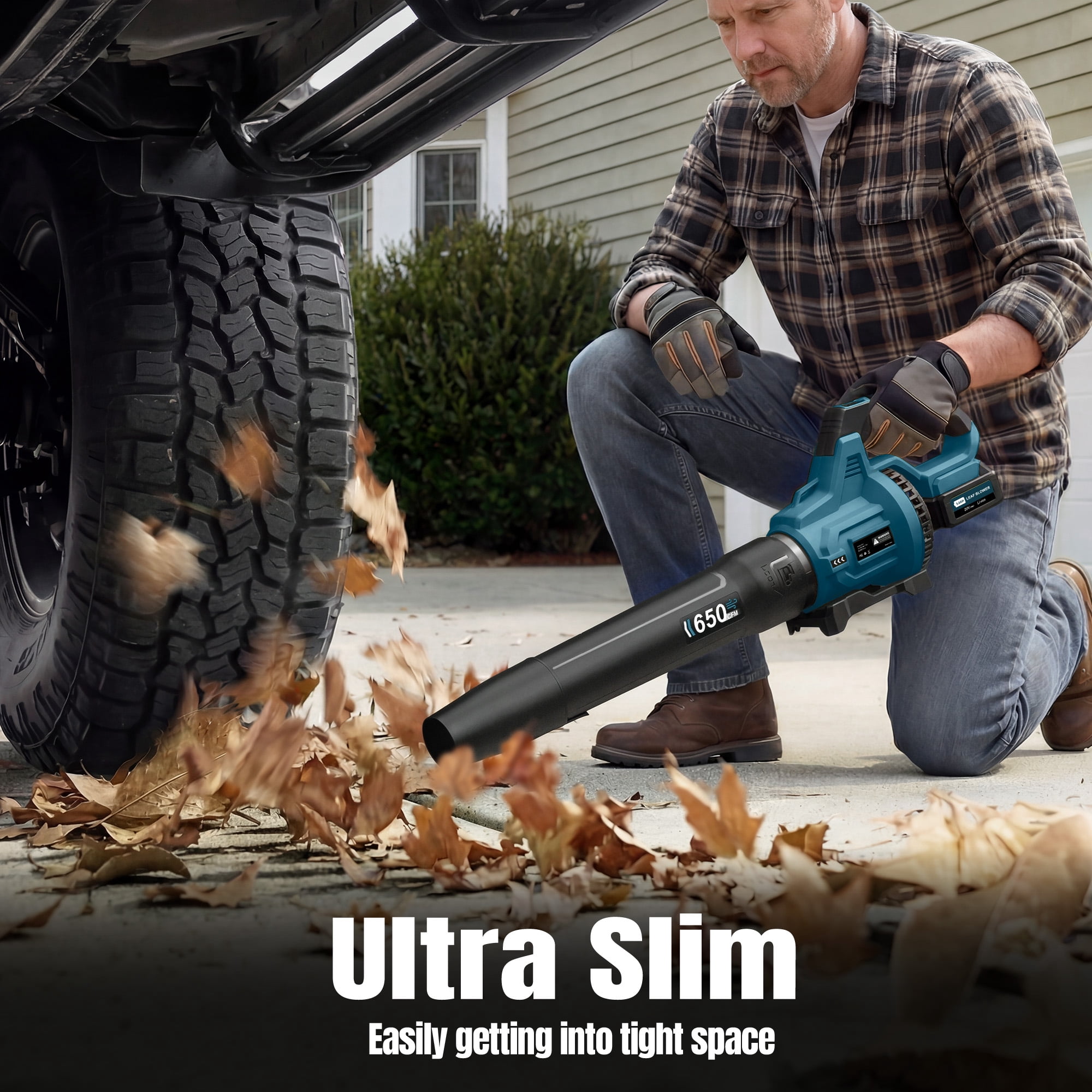 Cordless Leaf Blower with 2 x 5.0Ah Batteries, 650CFM 3-Speed Electric Leaf Blower for Lawn Care, Yard, Snow, and Debris