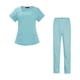thumbnail image 4 of Conjuntos de uniforme médico para mujer, uniforme de enfermera de verano, manga corta, top y pantalones suaves. Azul claro S, 4 of 9