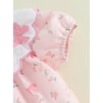 thumbnail image 6 of aturustex Toddler Girls Bubble Romper Outfits 0 3M 6M 12M 18M Infant Baby Short Sleeve Babydoll Bodysuits Embroidered Bowknot Romper Doll Collar Jumpsmmer Clothes Beachwear for Holiday Party, 6 of 8