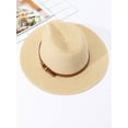 thumbnail image 4 of Panama straw hat, female jazz top hat, men and women's spring and summer straw woven fashionable sun protection and sunshade hat (Milky white,57), 4 of 6