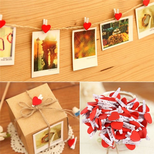 Clavijas de madera con forma de corazón, clavijas de madera con forma de corazón, alfileres, clips para fotos, decoración de boda, fiesta de Navidad, imagen de clavijas de madera