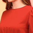 thumbnail image 4 of Globus Women Rust Puff Sleeve Crepe Fit & Flare Midi Dress, 4 of 5