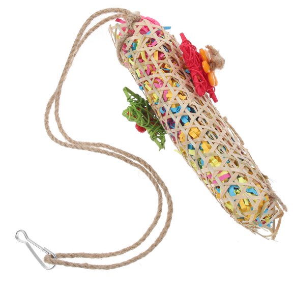 BESTYASH Parrot Chew Toy Strand with Rattan Knitting, Assorted Colors Bird Plaything for Parrots, 1 Piece Bird Chew Toy