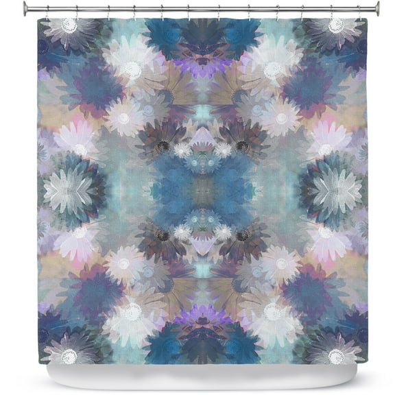 Shower Curtains 70" x 73" from DiaNoche Designs by Pam Amos - Daisy Blush 1 Lilac Blue