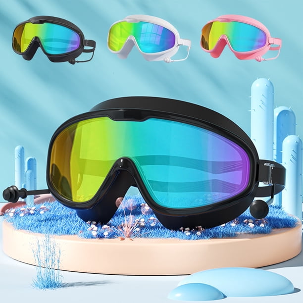 Xihbxyly Gafas de Natación Antifugas, Visión Nítida con Lentes Antirreflejos, Material Suave y Cómodo con Tapones para Los Oídos, Correas Ajustables para Un Ajuste Seguro, para Natación y Buceo, para