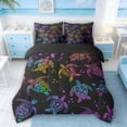 thumbnail image 3 of Manfei Rainbow Sea Turtle Bedding Comforter Set for Kids Boys and Girls, Marine Animal Print Queen Bedding Sets, Black Reversible 7pcs, 3 of 6