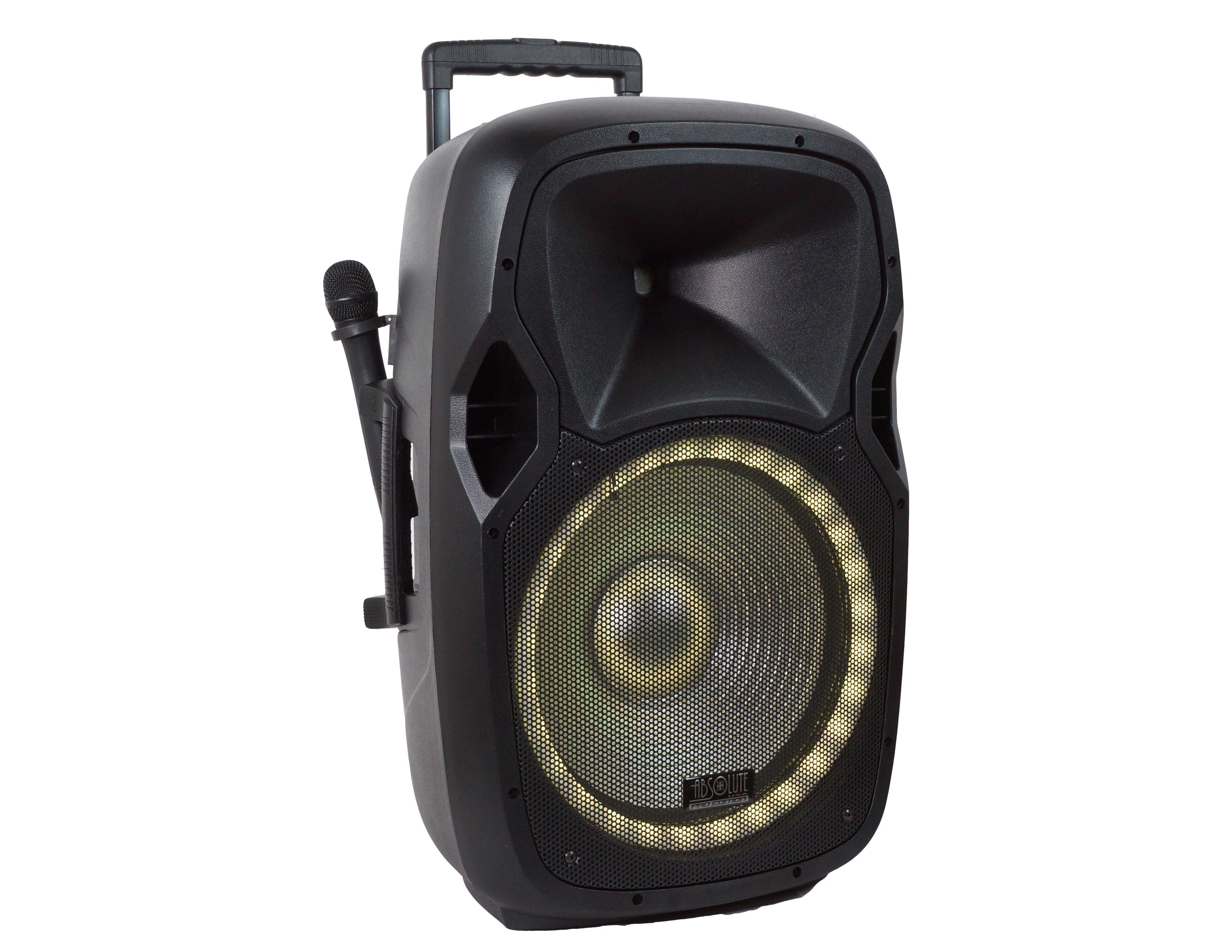 Absolute USPROBAT15 Portable 15" Speaker 3500W PA System Wireless Mic Bluetooth Rechargeable + Speaker Stand