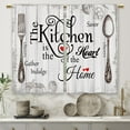 thumbnail image 5 of Farmhouse Rustic Kitchen Curtains Wooden Wood Small Short Cafe Window Curtains Vintage Fork Spoon Retro Rod Pocket Bathroom Living Room Bedroom Window Drapes Treatment 2 Panels (26x24 Inch), 5 of 8