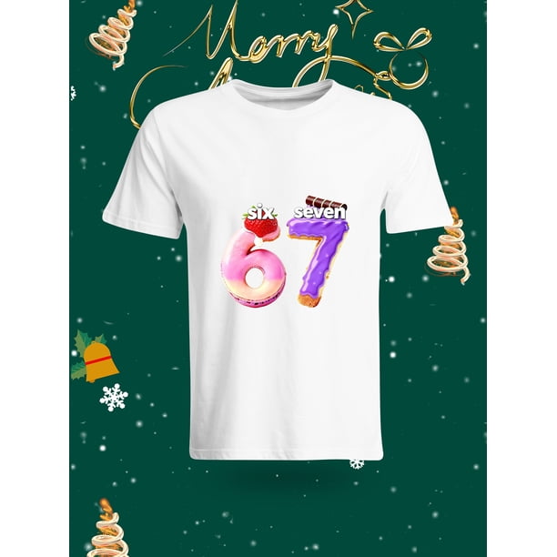 Funny 67 Number Christmas Element Printed Unisex T-Shirt Fashion Casual Top with Festive Atmosphere