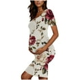 thumbnail image 3 of breaise Floral Side Ruched Maternity Dress for Womens Short Sleeve Bodycon Dress Baby Shower Dress Casual Lounge Pregnancy Dress Daily Wear, 3 of 6