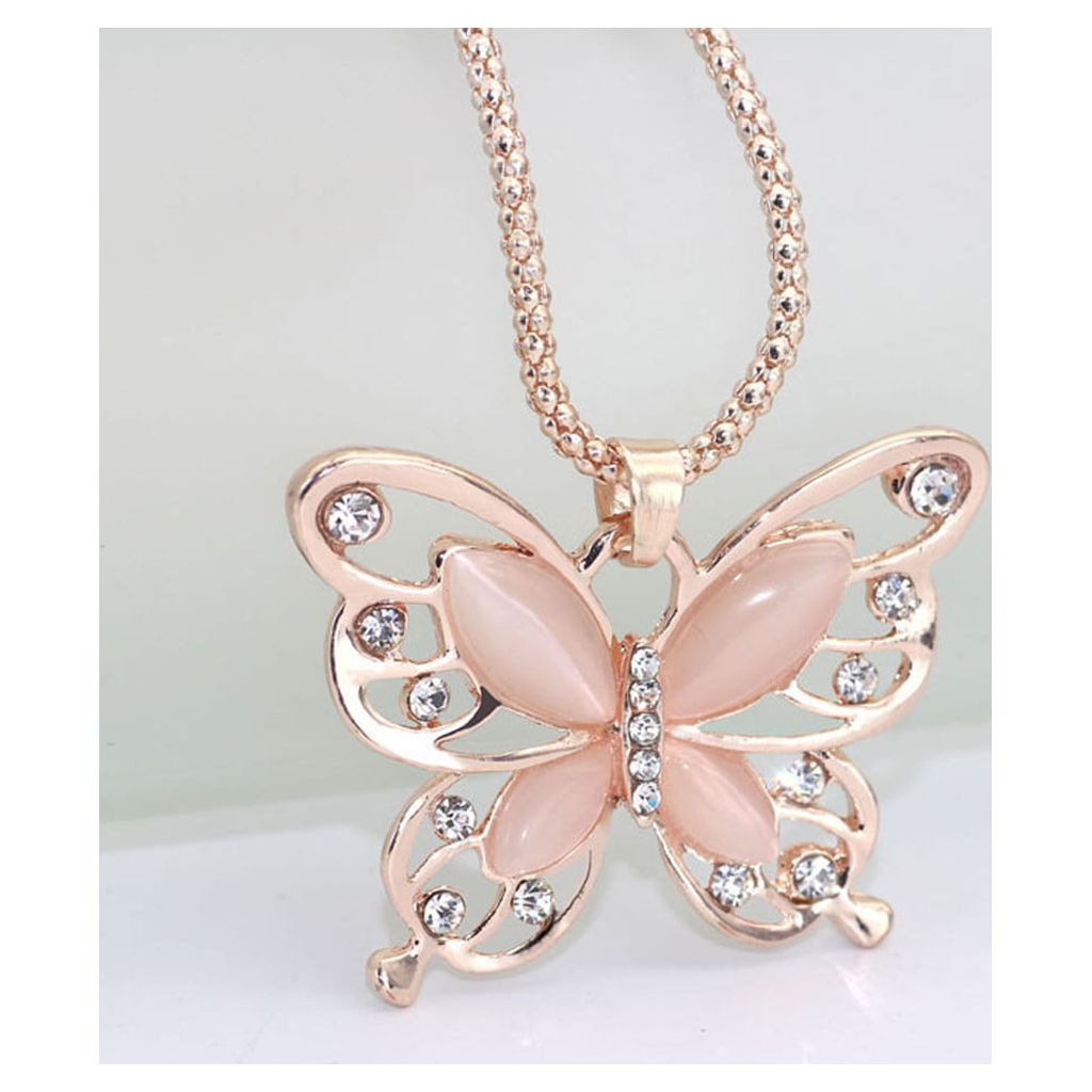 Kayannuo Christmas Clearance Fashion Women Rose Gold Opal Butterfly Charm Pendant Long Chain Necklace Jewelry - image 3 of 3