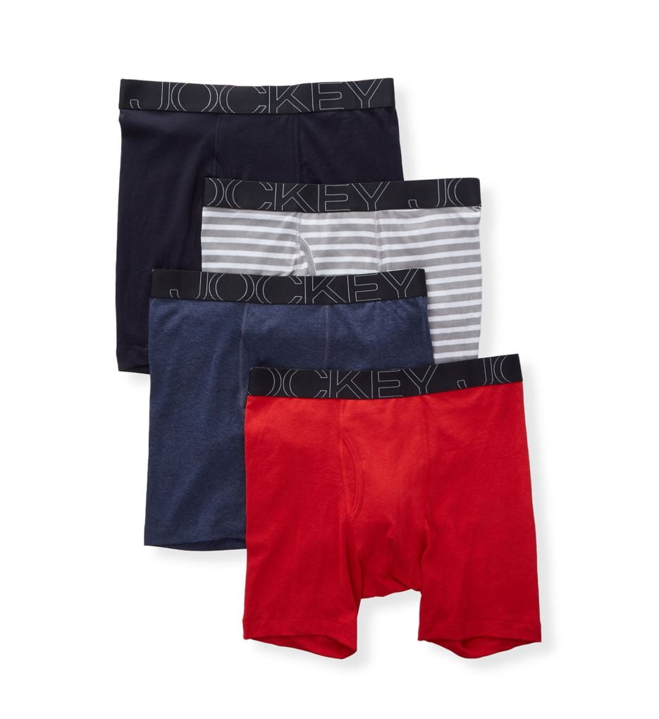 Men's Jockey 9066 Active Blend Tag Free Midway Boxer Briefs - 4 Pack ...