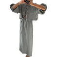 thumbnail image 3 of Women 2 Piece Skirt Sets Oversized Long Sleeve Top and Maxi Skirts Travel Vacation Set Gray L, 3 of 7