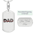 thumbnail image 2 of Firefighter Flag Dad Stainless Steel or 18k Gold Premium Swivel Dog Tag Keychain, 2 of 10