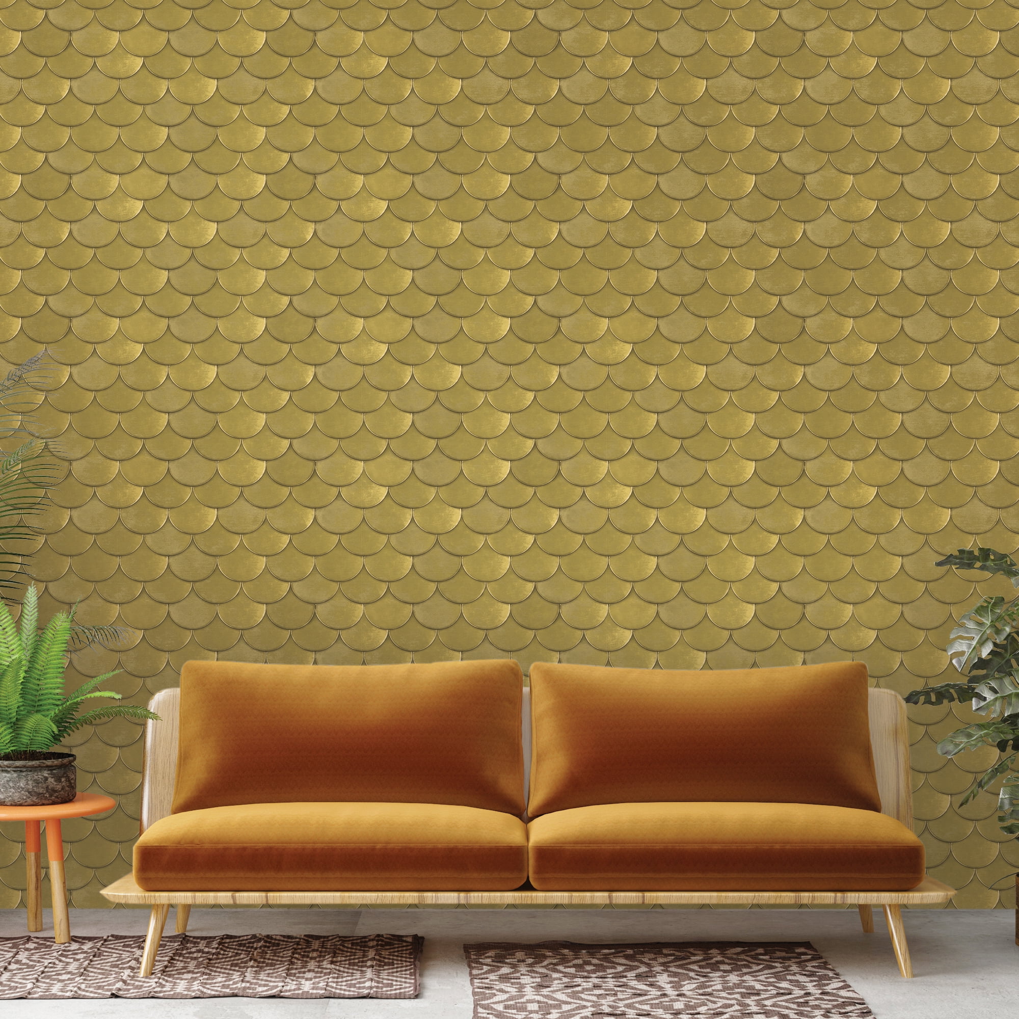 Tempaper x Genevieve Gorder Brass Belly Metallic Gold Peel and Stick Wallpaper, 20.5" x 9'