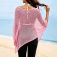 thumbnail image 7 of VBVC Women's Crochet Knit Mesh Beach Cover Up Poncho,Ladies' Lightweight Sheer Summer Tunic Top,Casual Loose Asymmetric Cardigan For Women,Pink,Free Size, 7 of 7