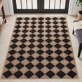 thumbnail image 1 of Dadasgk Checkered Easy Jute 3x5 Outdoor Patio Rug, Washable Non Slip Rugs for Entryway,Textured Diamond Indoor Outdoor Living Room Carpet, Farmhouse, 1 of 8