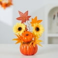 thumbnail image 7 of Fall Decor Halloween Thanksgiving Fall Decorations for Home Artificial Orange Flowers Fake Realistic Pumpkin Floral Arrangement with Orange Sunflowers & Autumn Leaves Maple Leaf Harvest Decor, 7 of 7