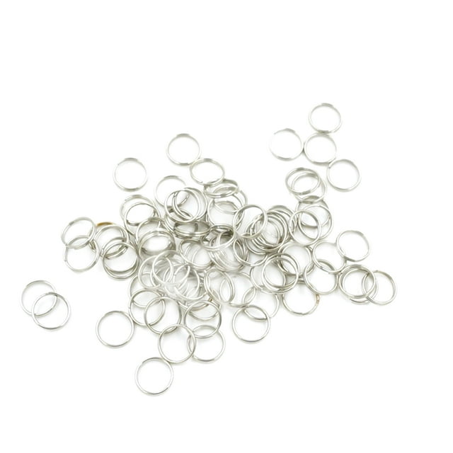 KAKOWELY 100pcs Split Rings 10mm External Diameter Stainless Steel Key Chain Rings for Making Crafts,0.39X"X0.39"X0.08"